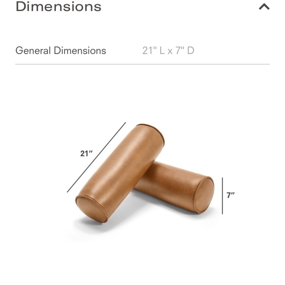 Two Leather Burrow Bolster Pillows- Camel